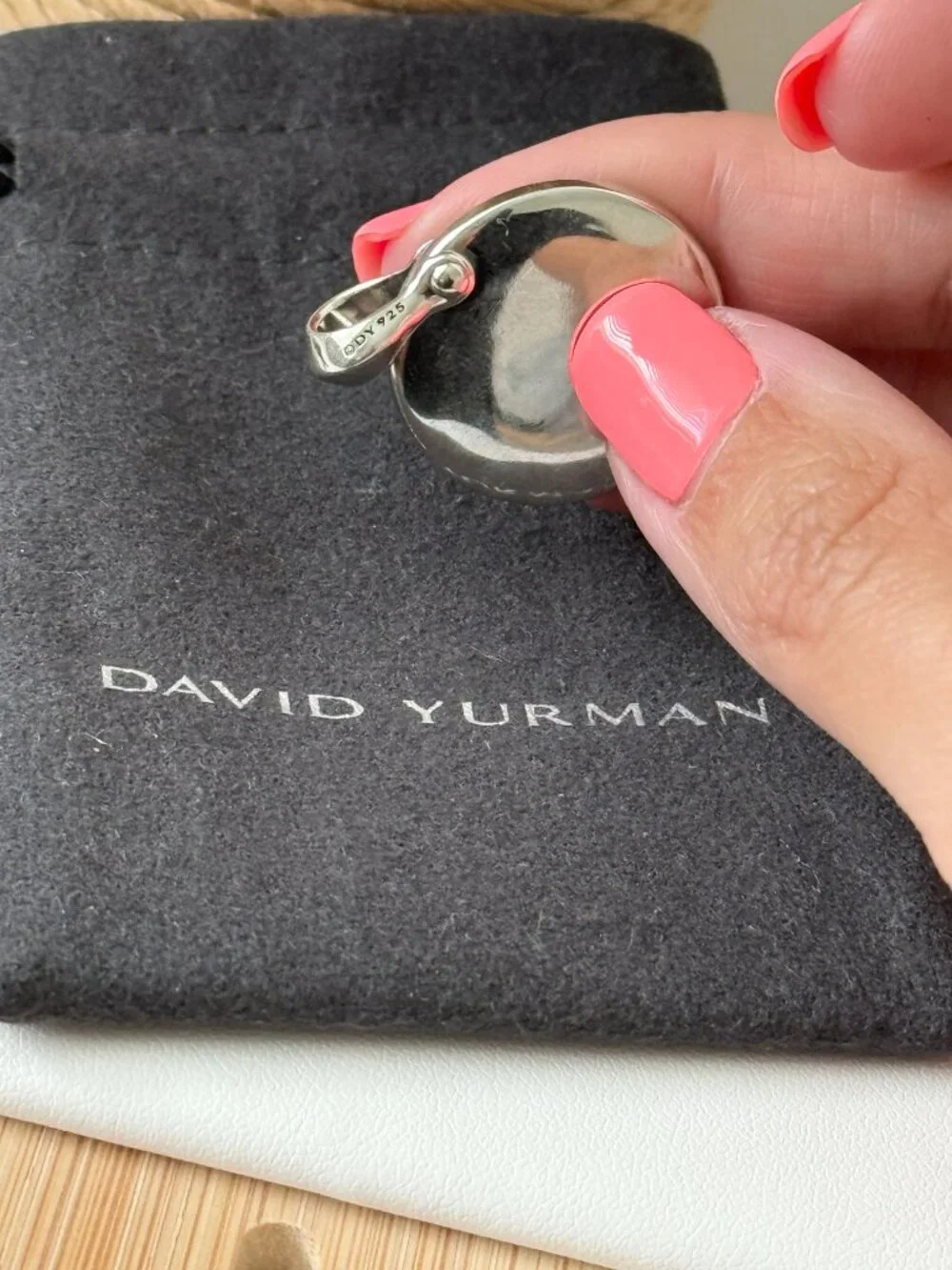 David Yurman .925 Sterling Silver Petrvs Wolf Pendant Amulet with Black Diamonds